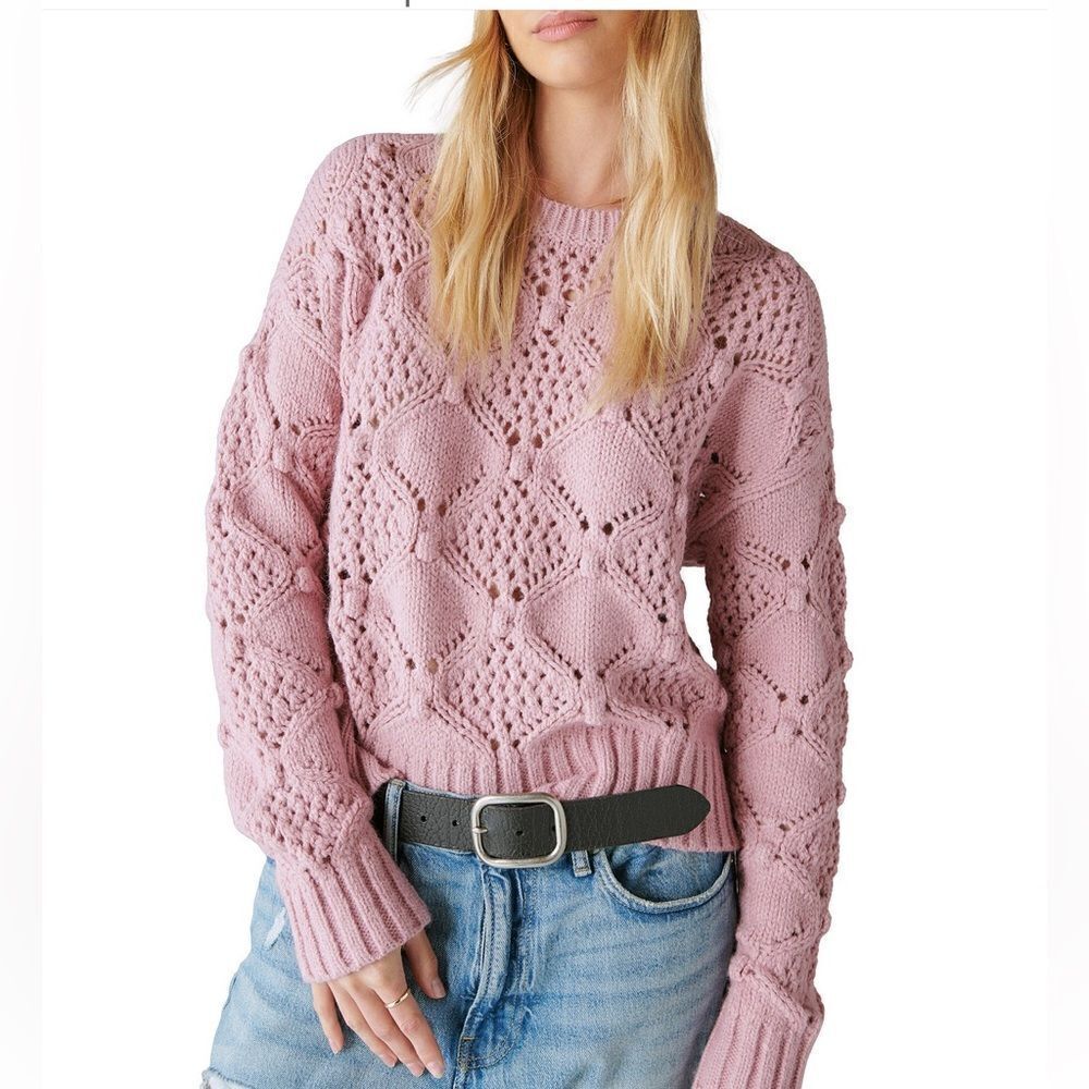 Lucky Brand pullover crewneck beautifully detailed chunky open stitch sweater